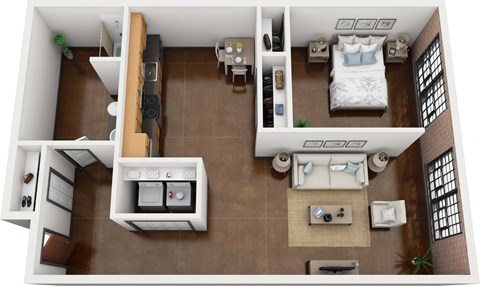 Floor plan for studio, 1 bath, 717 sqft